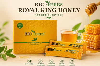Royal King Honey Sticks Bio Herbs – 12 Portionsbeutel Honigmischung
